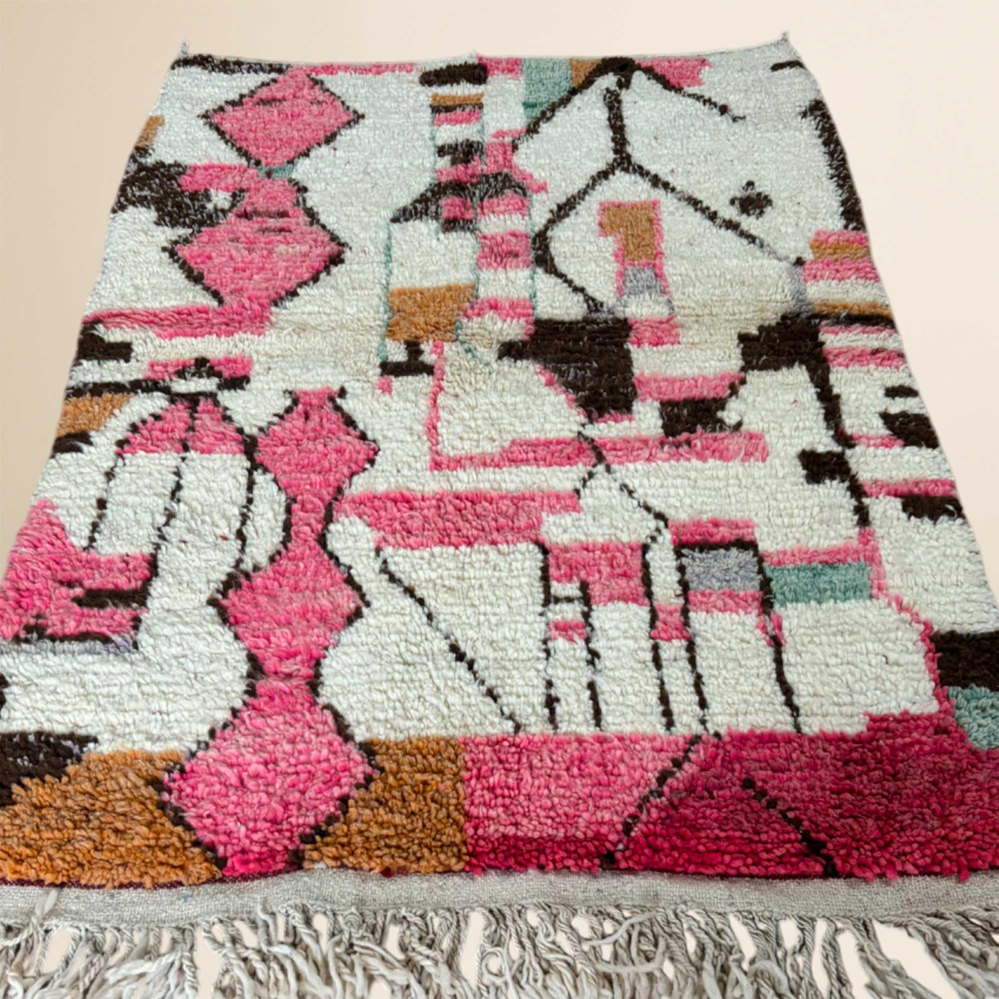 Véritable tapis Berbère en laine, 172x112cm, pièce unique, fait main | Kadhena