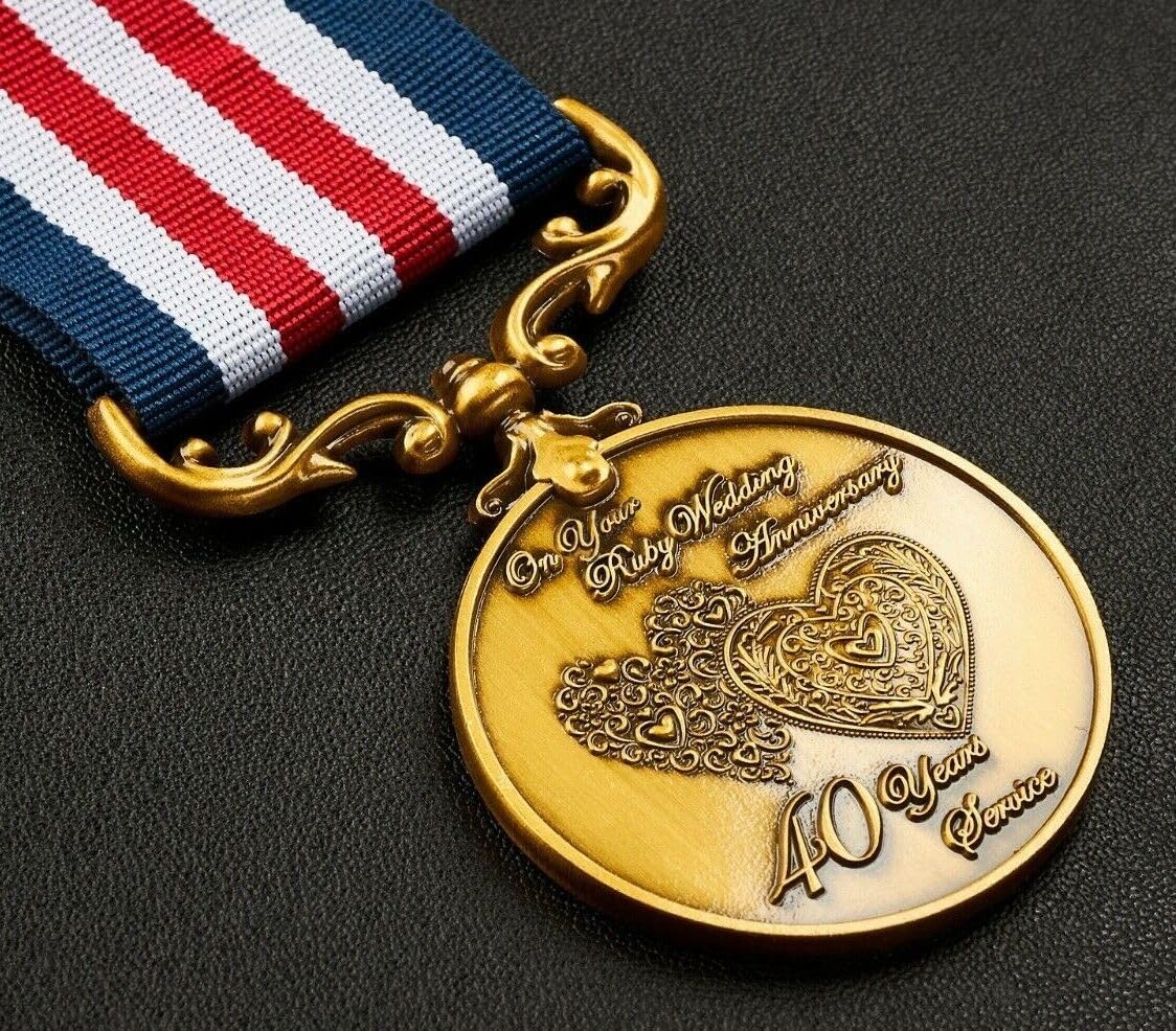 The Commemorative Coin Company Gold On Your 40Th Ruby Wedding Anniversary Medal For Long/Distinguished Service And Bravery In The Field. Gift/Present Husband/Wife/Partner/Couple.