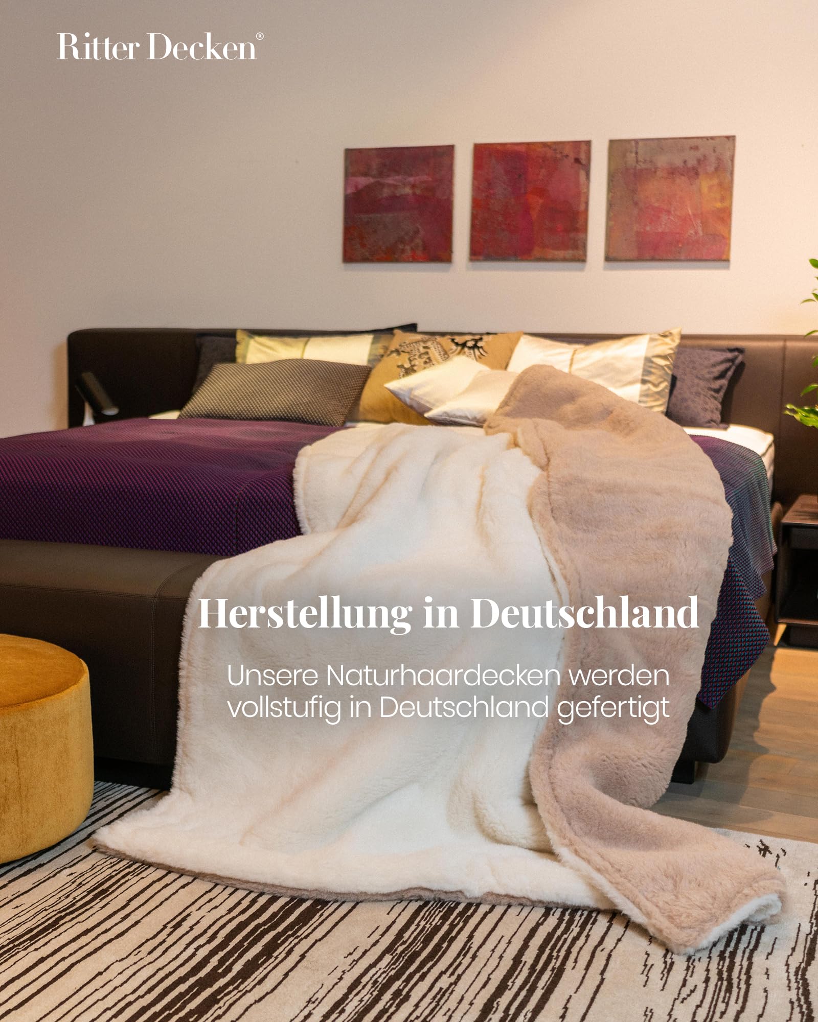 Ritter Decken La Paz Alpakadecke 140 x 220 cm - Creme/Kamel