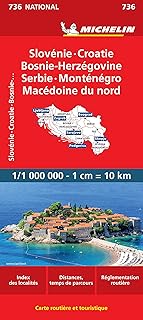 Carte NATIONAL Slovnie, Croatie, Bosnie-Herzgovine, Serbie et Montngro, Macdoine