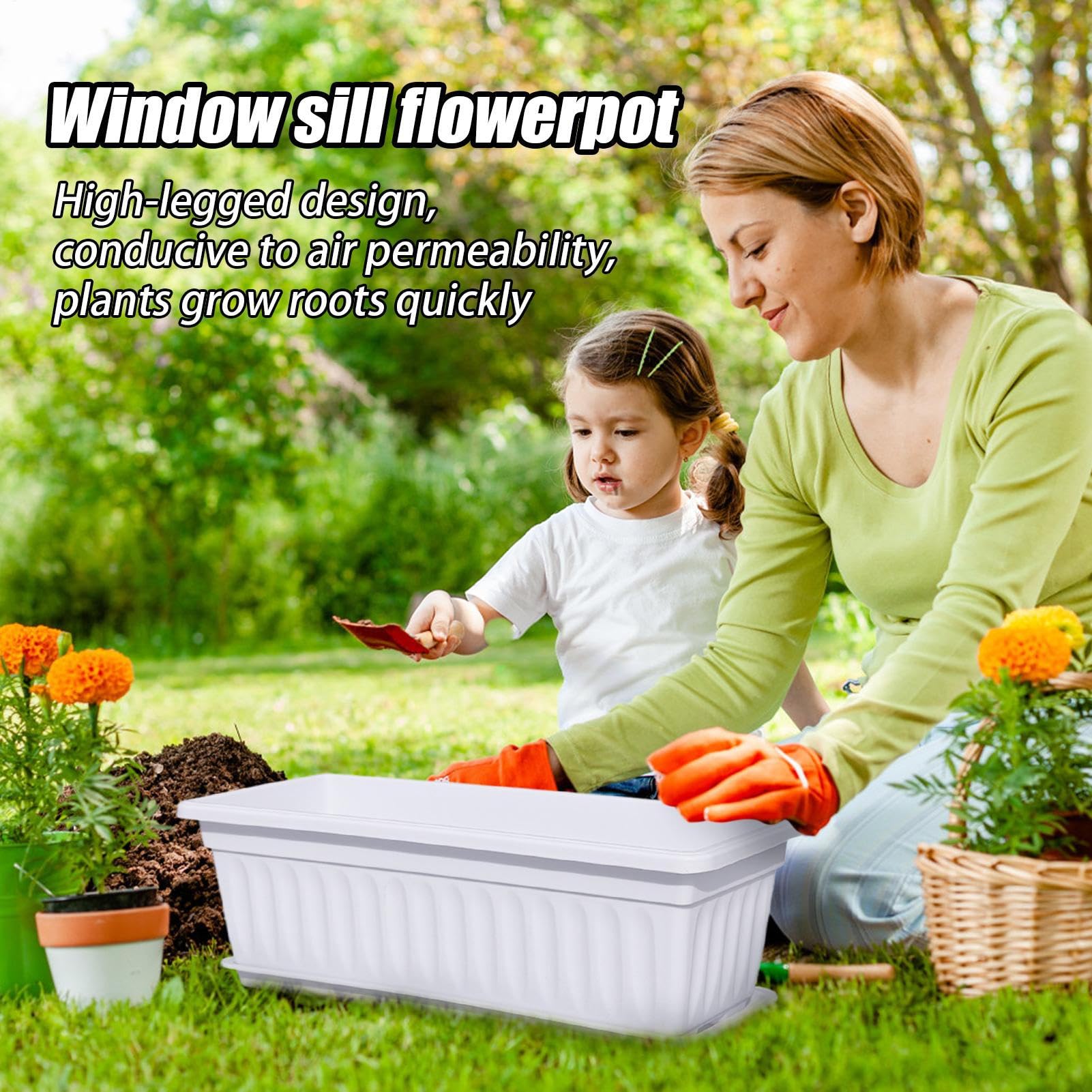 Fioriera Da Finestra Contenitori Porta Piante Con Fori Di Drenaggio | Cassetta Da Finestra Per Fiori Per Giardinaggio Balcone Cucina Esterno Giardino Piante E Fiori