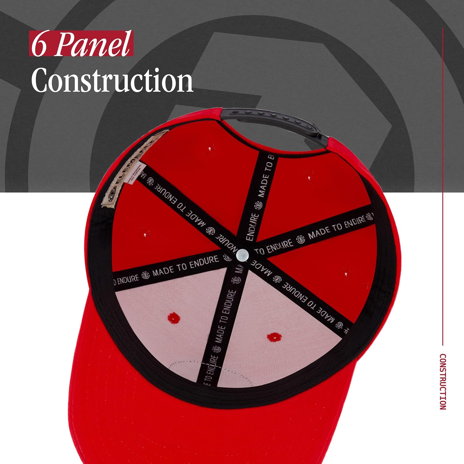 Element Baseball Hat, Adult Active Sport Cap with Curved Brim, Red, One Size - Image 5