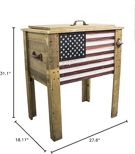 Miniatura 9 de Enfriador de bebidas de madera para patio, porche, terraza o patio, diseño de bandera estadounidense, 57 cuartos de galón, expresiones de patio