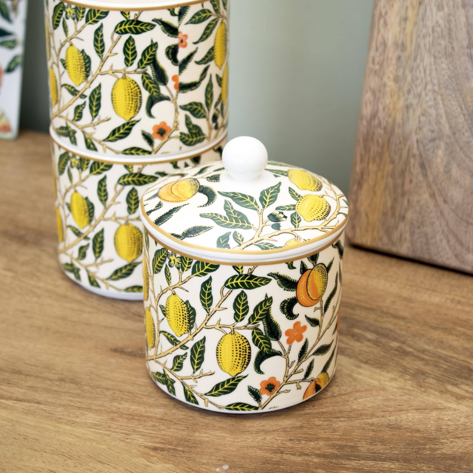 Darthome Set Of 3 William Morris Fruits Stacking Jars 11x30x11cm