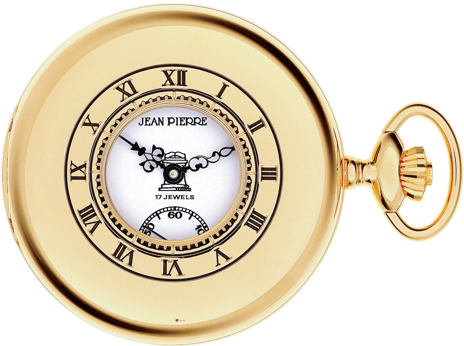 I LUV LTD Half Hunter Masonic Pocket Watch Gold Plated with Masonic Dial and Albert Chain