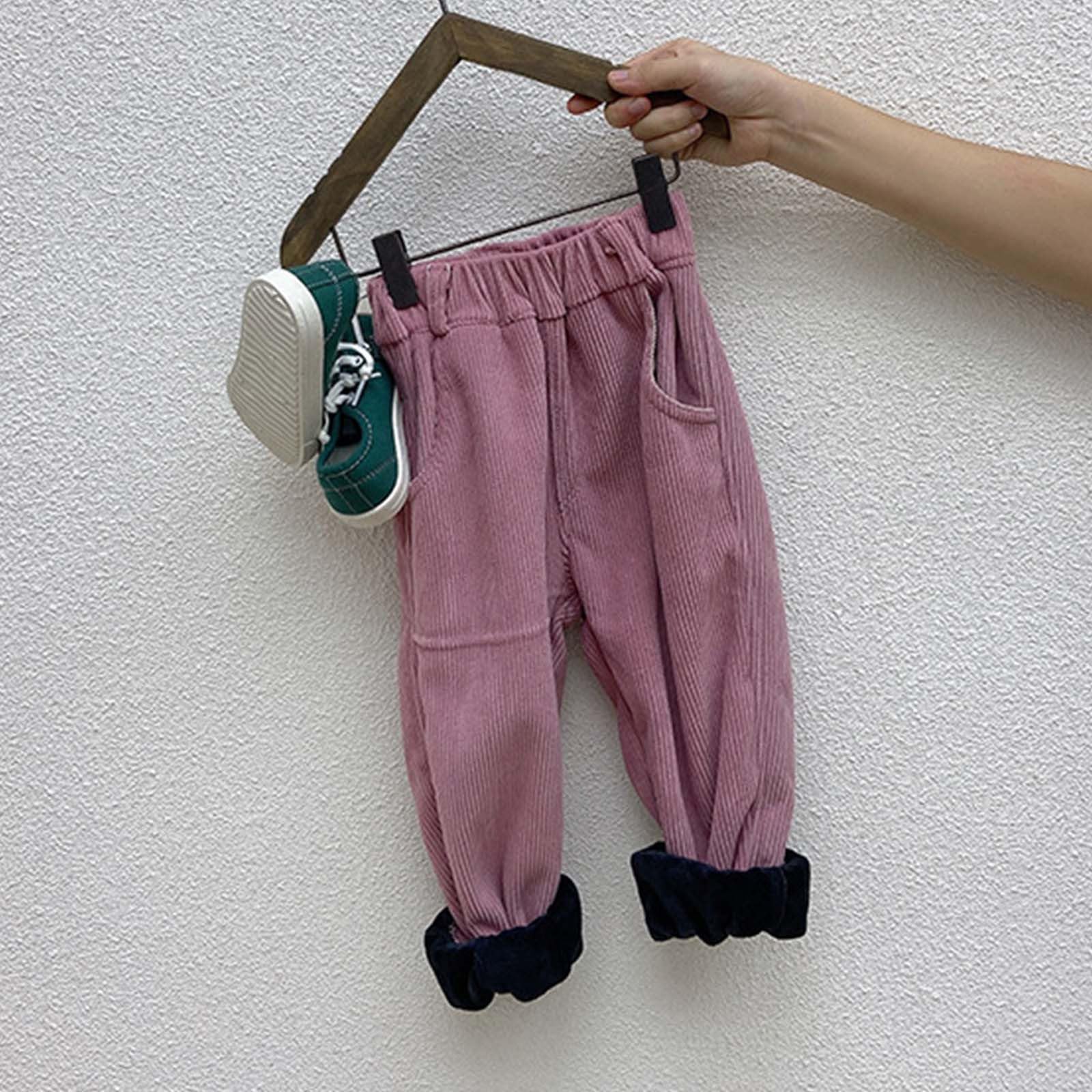 Genérico Pantalones de Chandal Niño Pantalones de Pana con Forro Polar Ajustados Cálidos y Confortables para Invierno