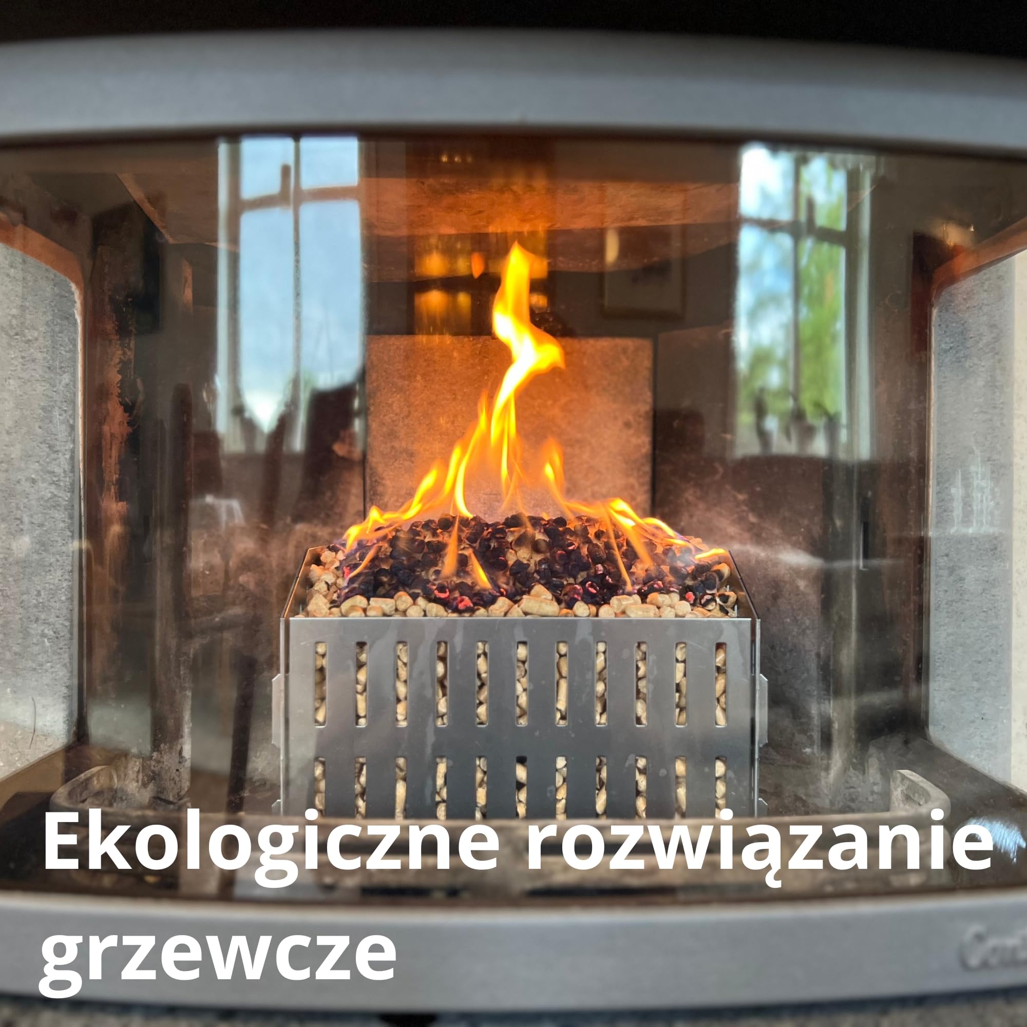 Palnik na pellet - Spalaj pellety drzewne w piecu na drewno lub otwartym kominku, szwedzka stal, 17,7 x 24,0 x 17,0 cm głębokość x szerokość x wysokość, 2kg, Kuchenka kempingowa