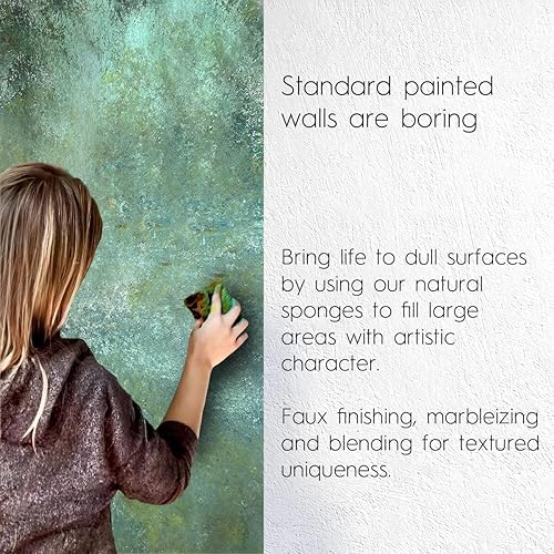 Miniatura 3 de NAROA Natural Artist - Esponjas de mar para pintar, paquete de 2  Herramientas de arte grandes para decoración, mármol, esponja, texturizado y