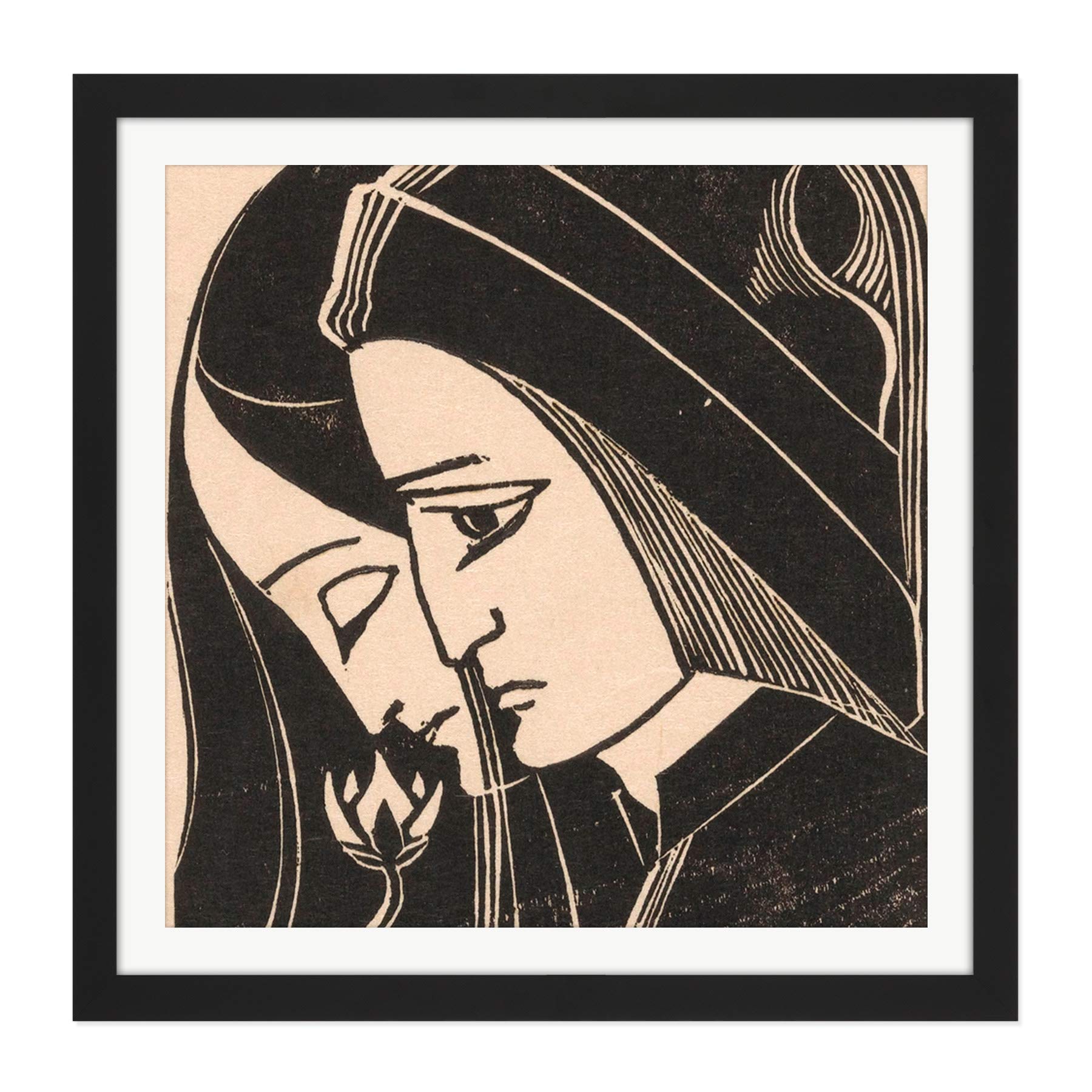 Artery8 Bernard Essers Portrait Alighieri And Portinari Square Wooden Framed Wall Art Print Picture 16X16 Inch