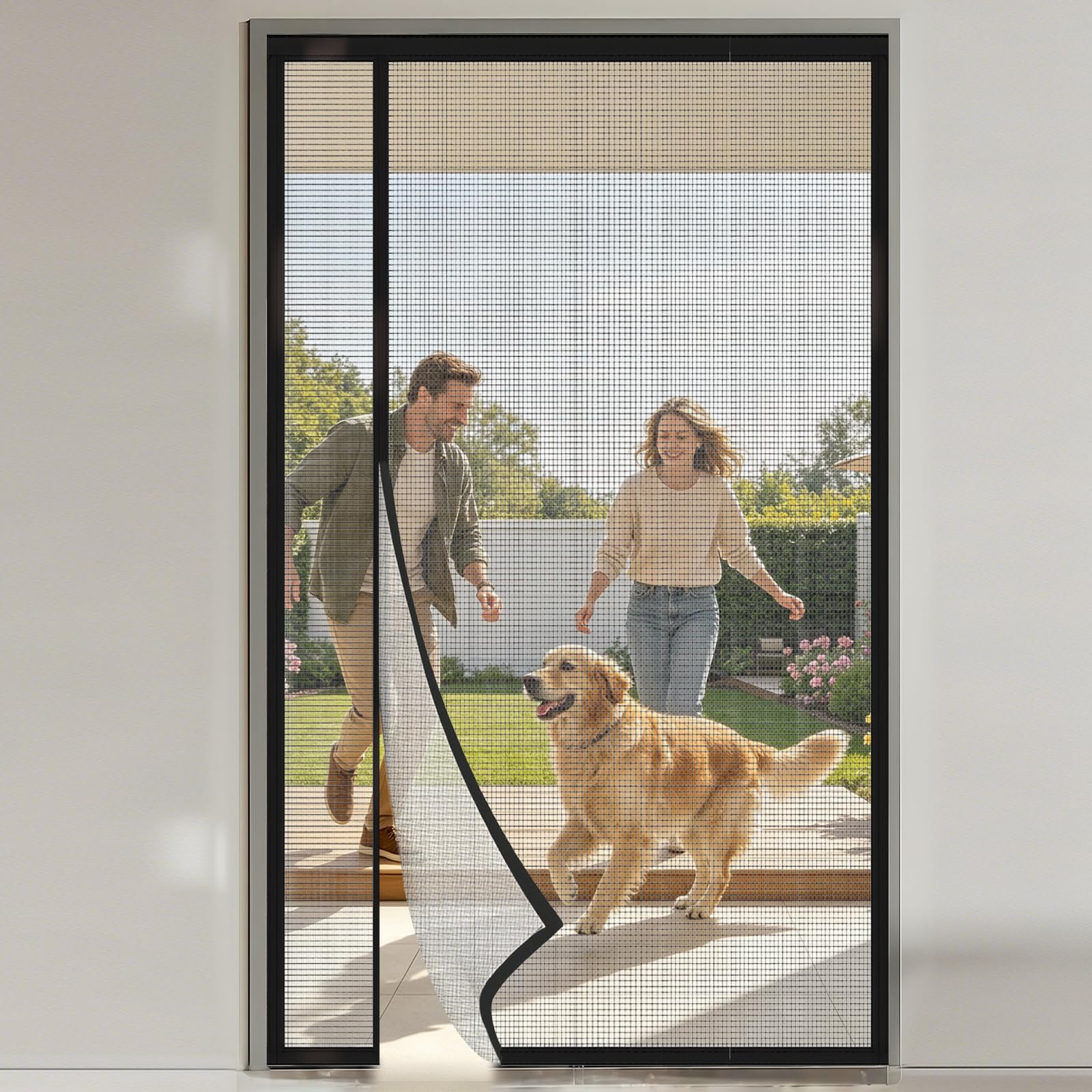 Flintronic Magnetic Fly Screen Door, 100 x 210 cm, Heavy‑Duty Self‑Sealing Mesh, Powerful Magnets, Hook & Loop No‑Drill, Keep Bugs Out Lets Fresh Air in, for French, Balcony, Patio & Bedroom Doors