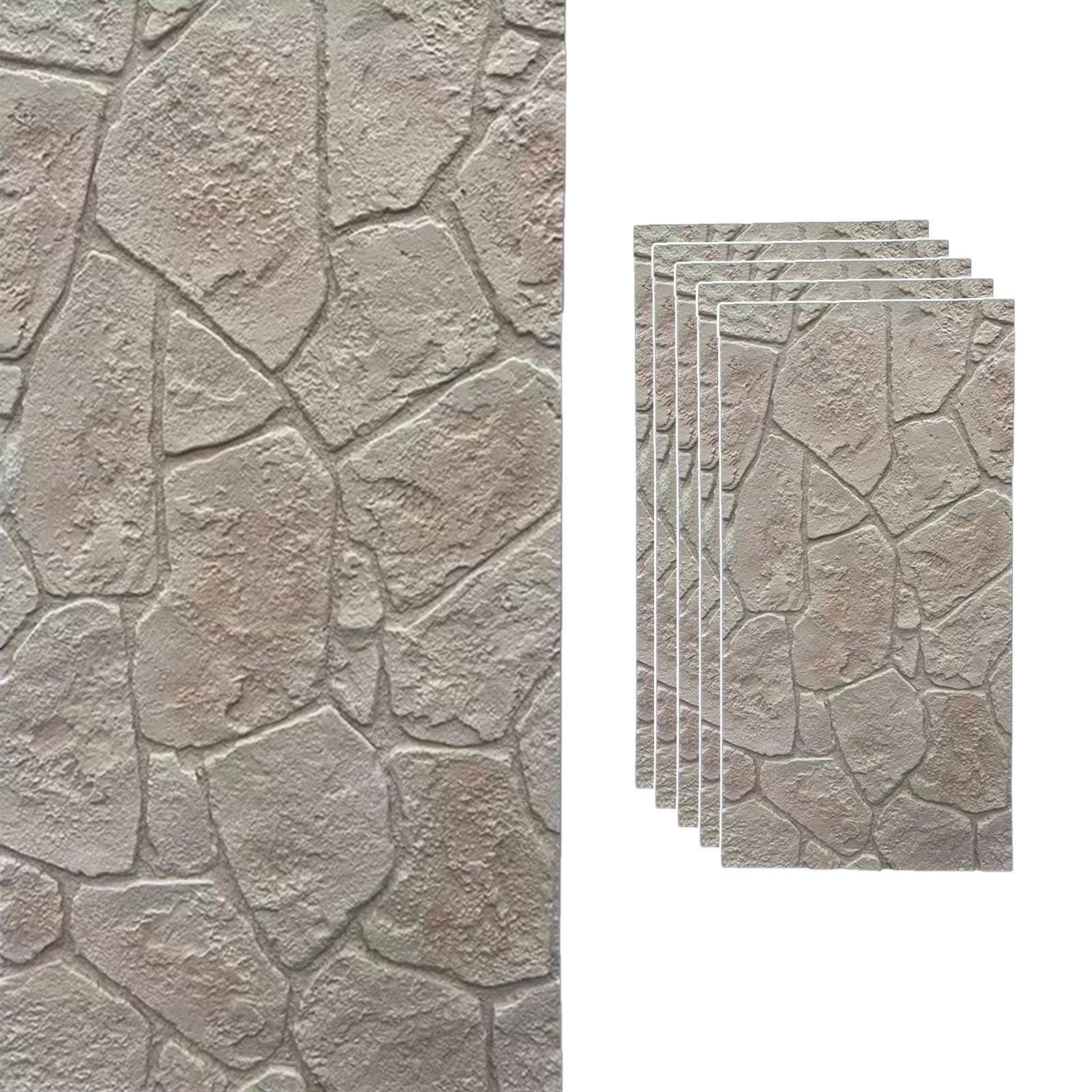 Vibeo Pannelli decorativi per pareti Pannelli Murali 3D per Esterni Impermeabili, Pannelli Decorativi in ​​PU Effetto Pietra Finta, Pannelli di Rivestimento Murale per Interni(Yellow,5 pcs)