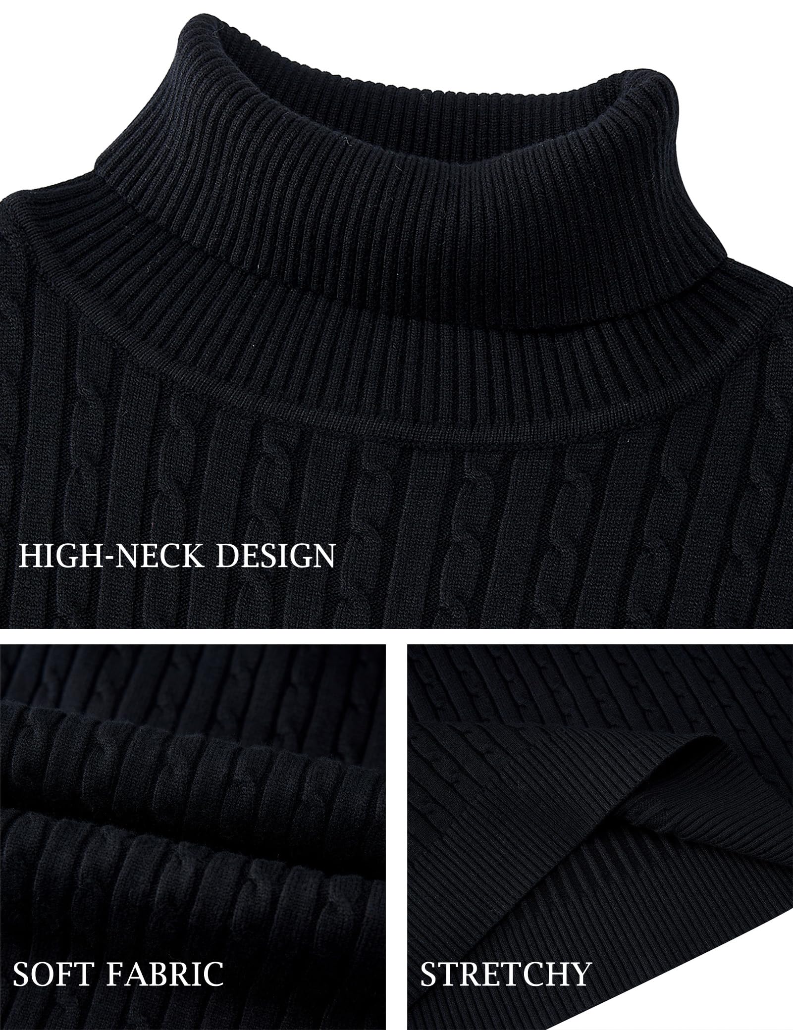 AIDEAONE Maglione Dolcevita da Uomo Maglione Casual a Costine Slim Fit a Maglia Collo Alto Pullover Dolcevita