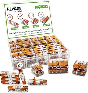 WAGO 221 Series Lever Nuts | Compact Splicing Wire Connector Assortment Pack 35pc | 221 Series Assortment with Case | Includes (10x 221-2401), (10x 221-412), (10x 221-413), (5X 221-415)
