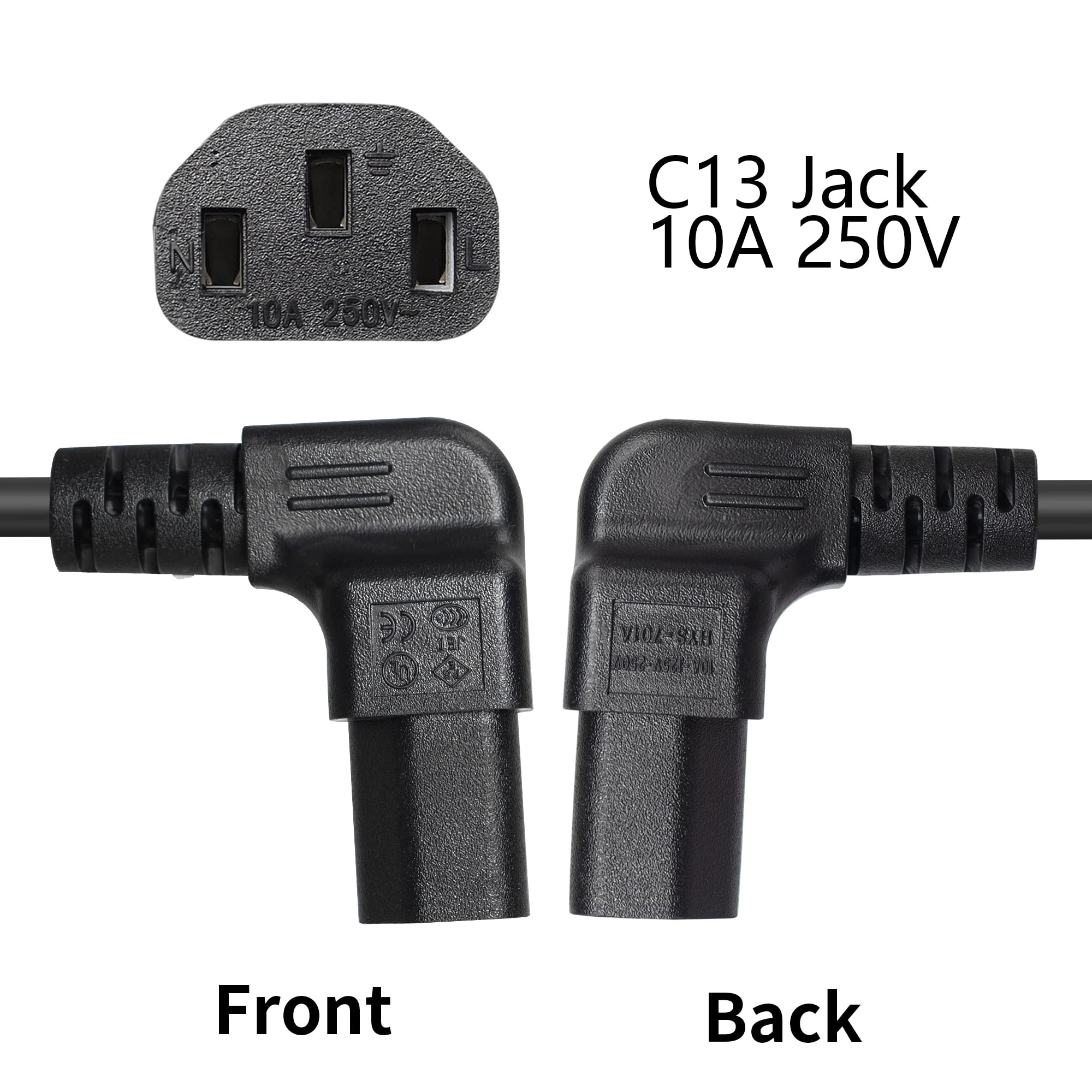 CERRXIAN Strom-Verbinder: 90° C13-C14 Verlängerung, 20 Cm, Für PC & Monitor