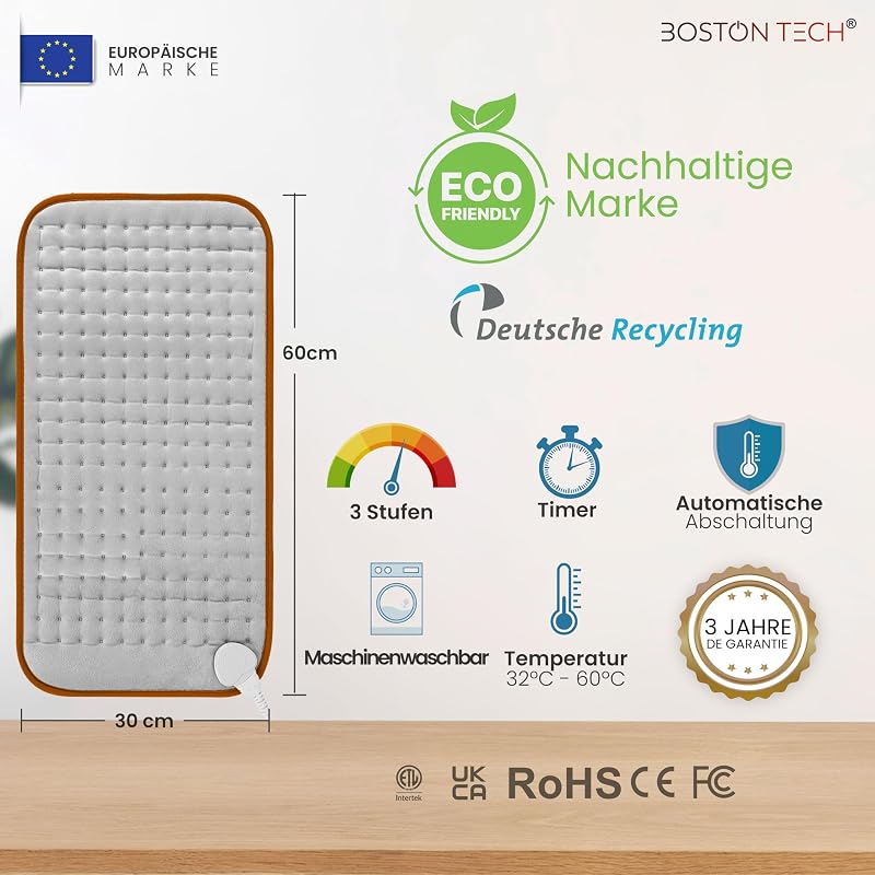 Boston Tech FlexiHeat fűtőpárna 30x60cm 3 hőfok gyors melegítés automata kikapcsolás