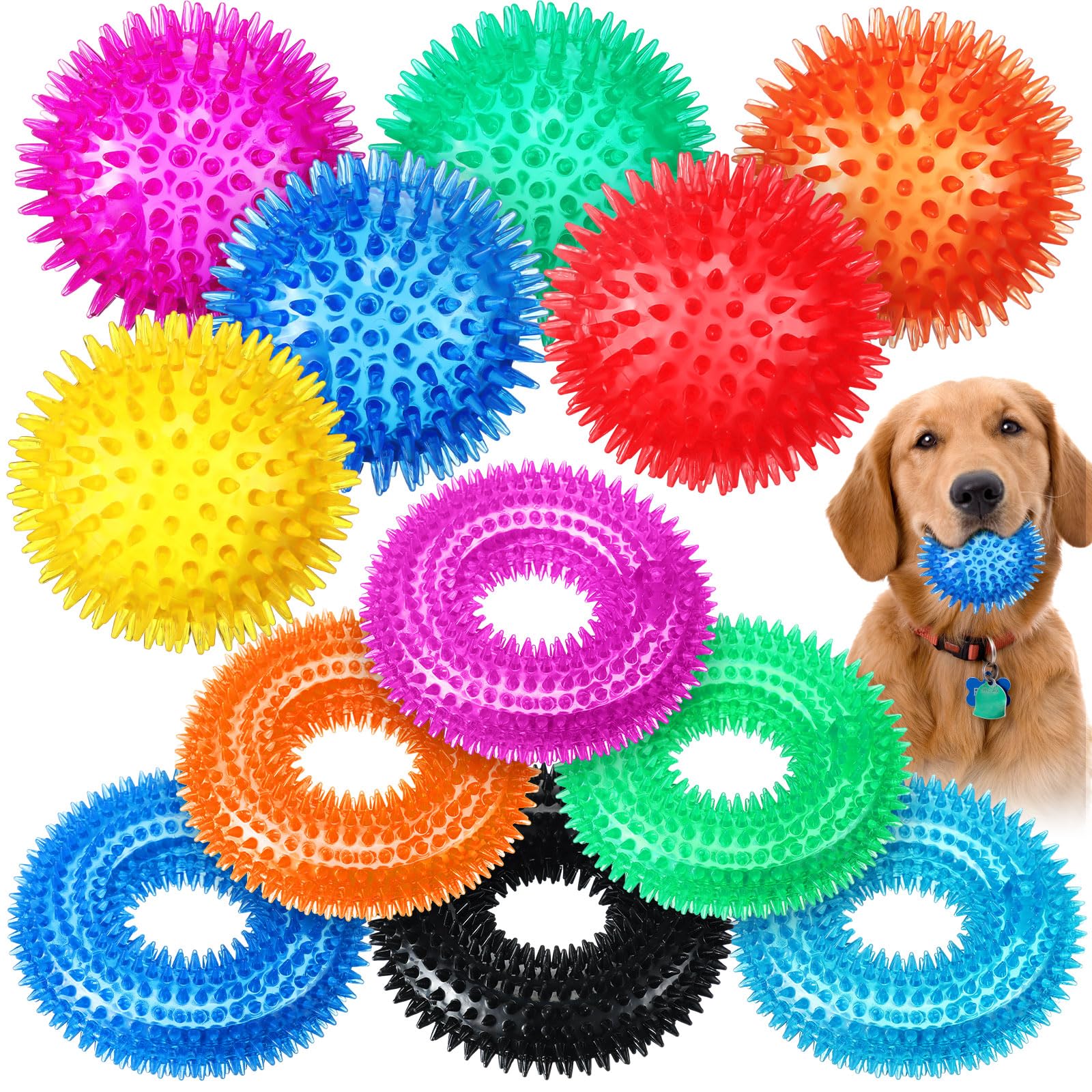 Liliful 24 Pcs Dog Squeaky Toys Include 12 Pcs Dog Squeaky Ball and 12