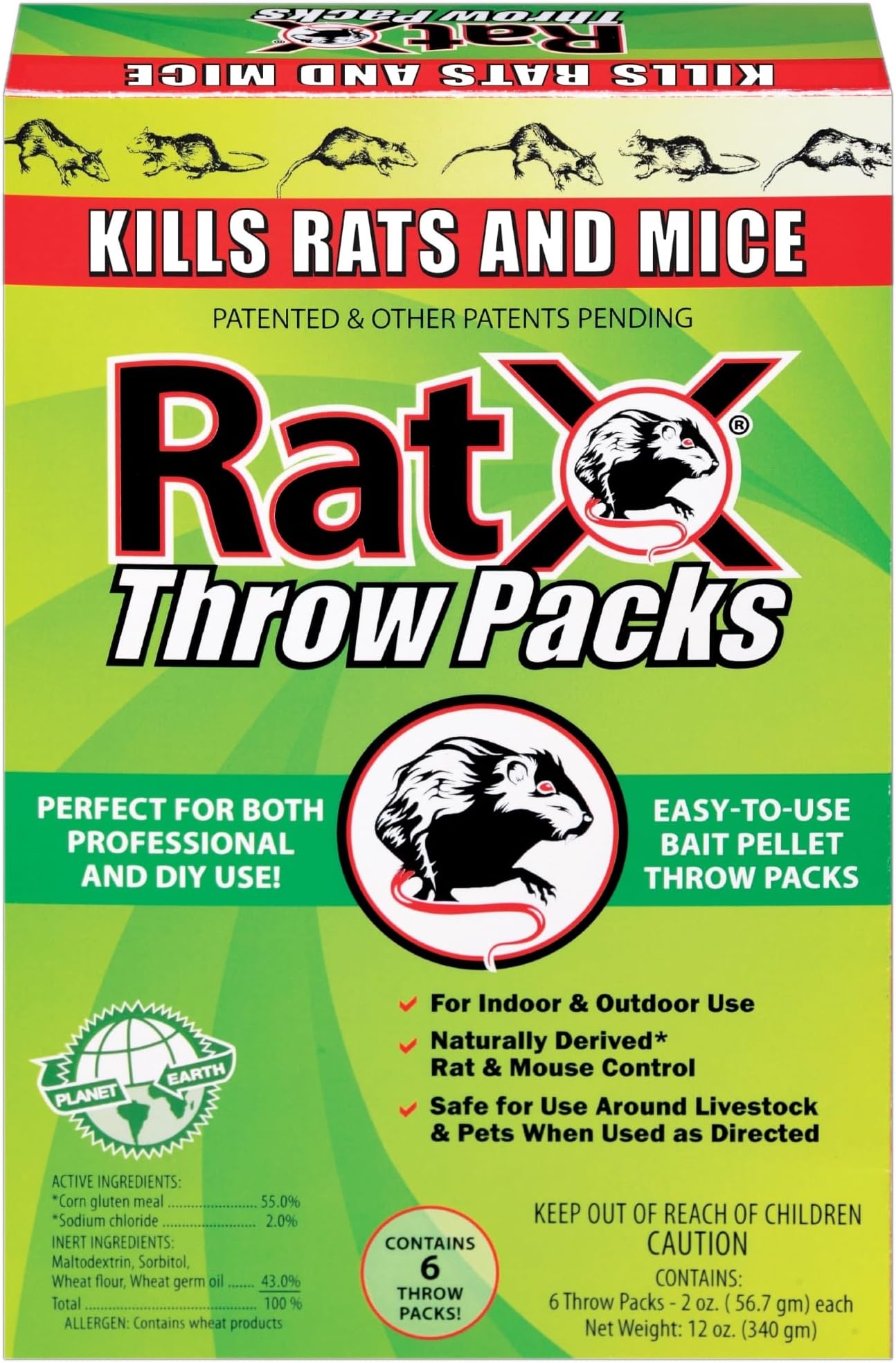 RatX Throw Packs- for All Species of Rats and Mice Safe Around Pets