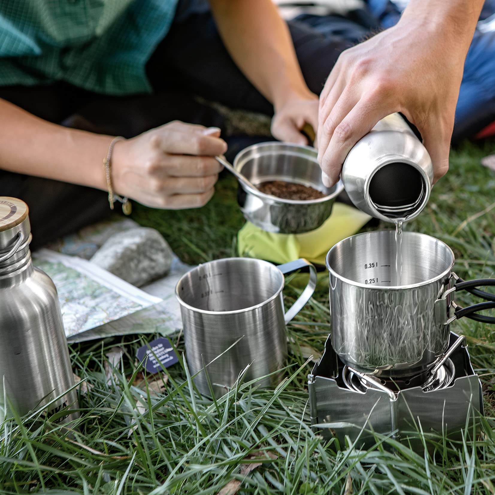 Tatonka Zestaw naczyń kempingowych Cookset Regular (5-częściowy) – naczynia ze stali nierdzewnej z patelnią i 2 garnkami z pokrywkami – w zestawie torba transportowa – nierdzewne, wolne od substancji
