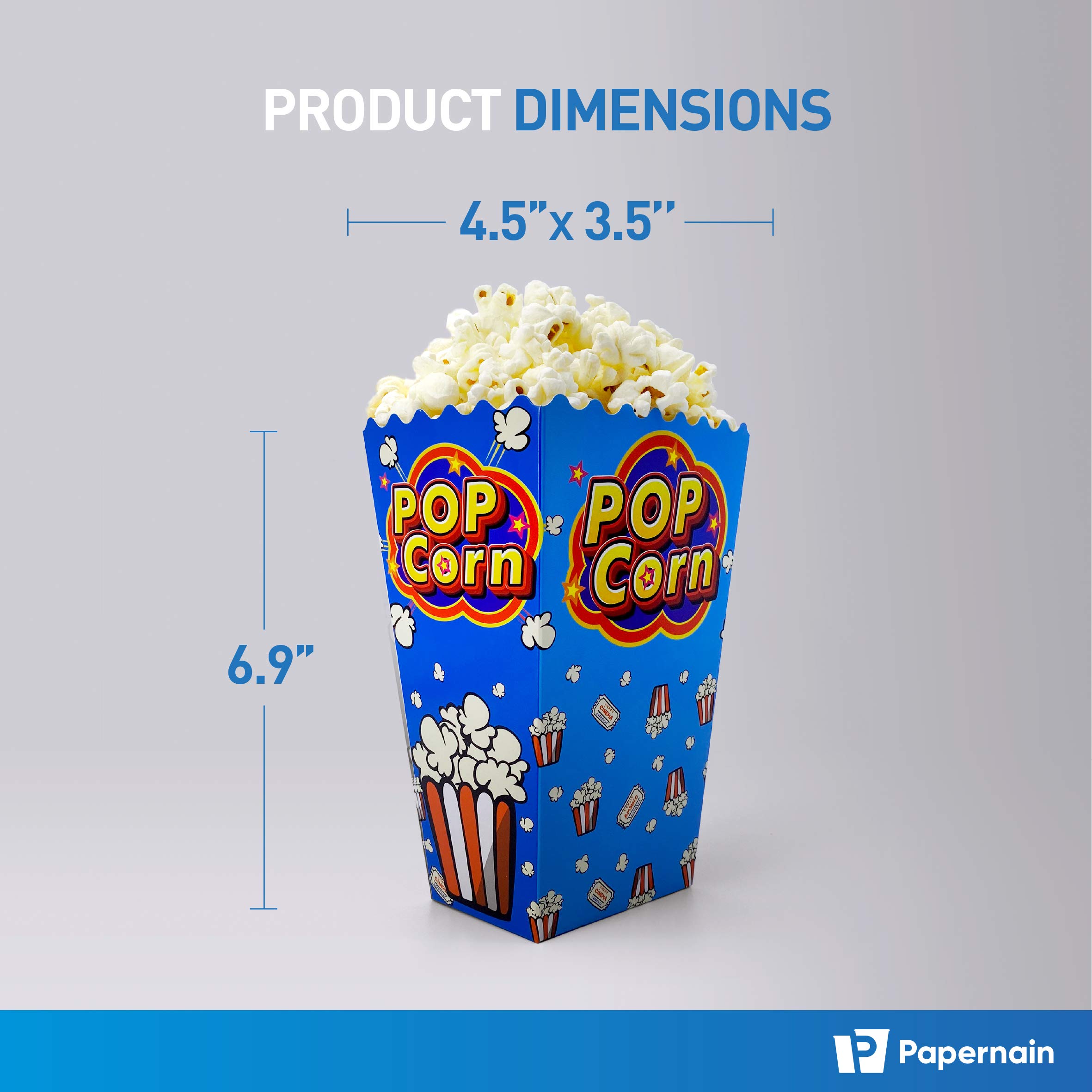 46 oz, 50-Count, Blue Pop] Papernain Paper Disposable Popcorn