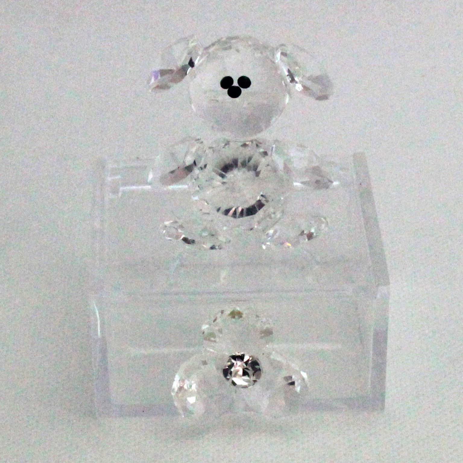 DLM25762 Scatoline in plastica con Orsetto e Fiore in Cristallo Trasparente (Kit 6 Pezzi) bomboniera