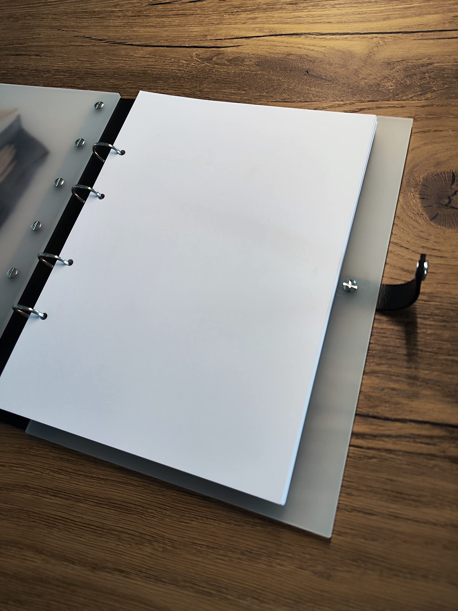 Manschin-Laserdesign Exclusives Hochzeit Gästebuch/Fotobuch aus Acrylglas und Ledereinband mit 50 Blätter (100 Seiten)
