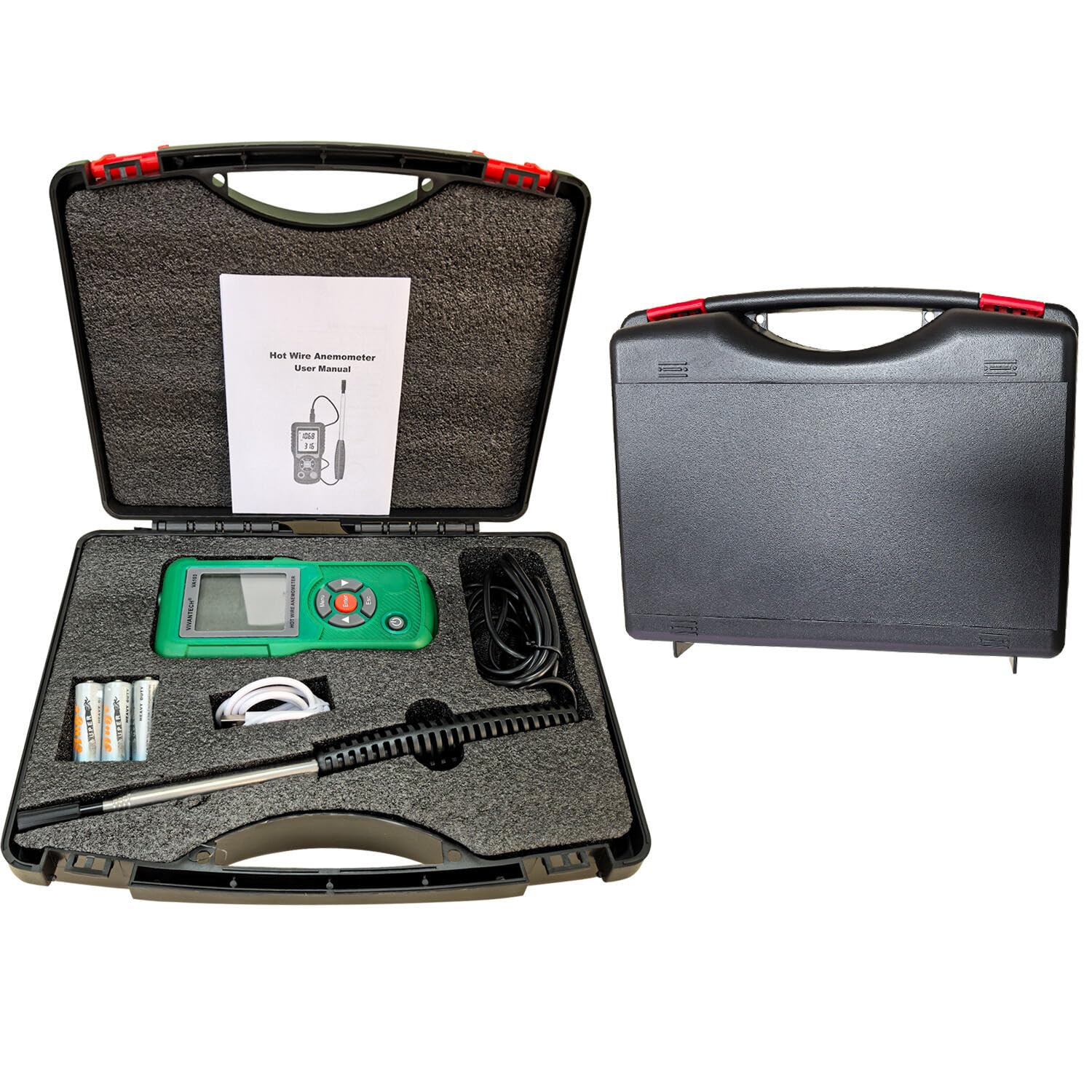 Anémomètre à fil chaud professionnel avec écran LCD rétroéclairé – Débitmètre d'air CVC, conduits, ventilation