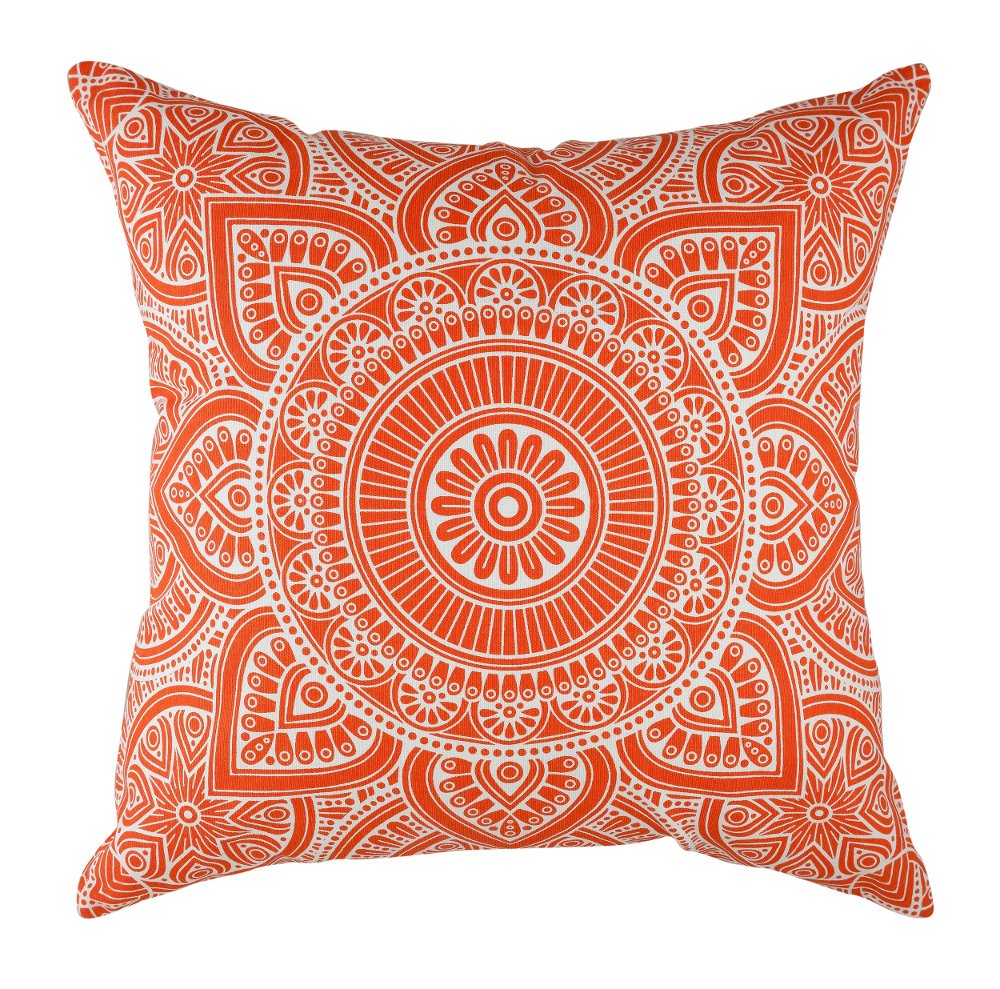 Federa Cuscino In Seta Mandala 40x40 Cm – Arancio Ruggine Fatto A Mano India