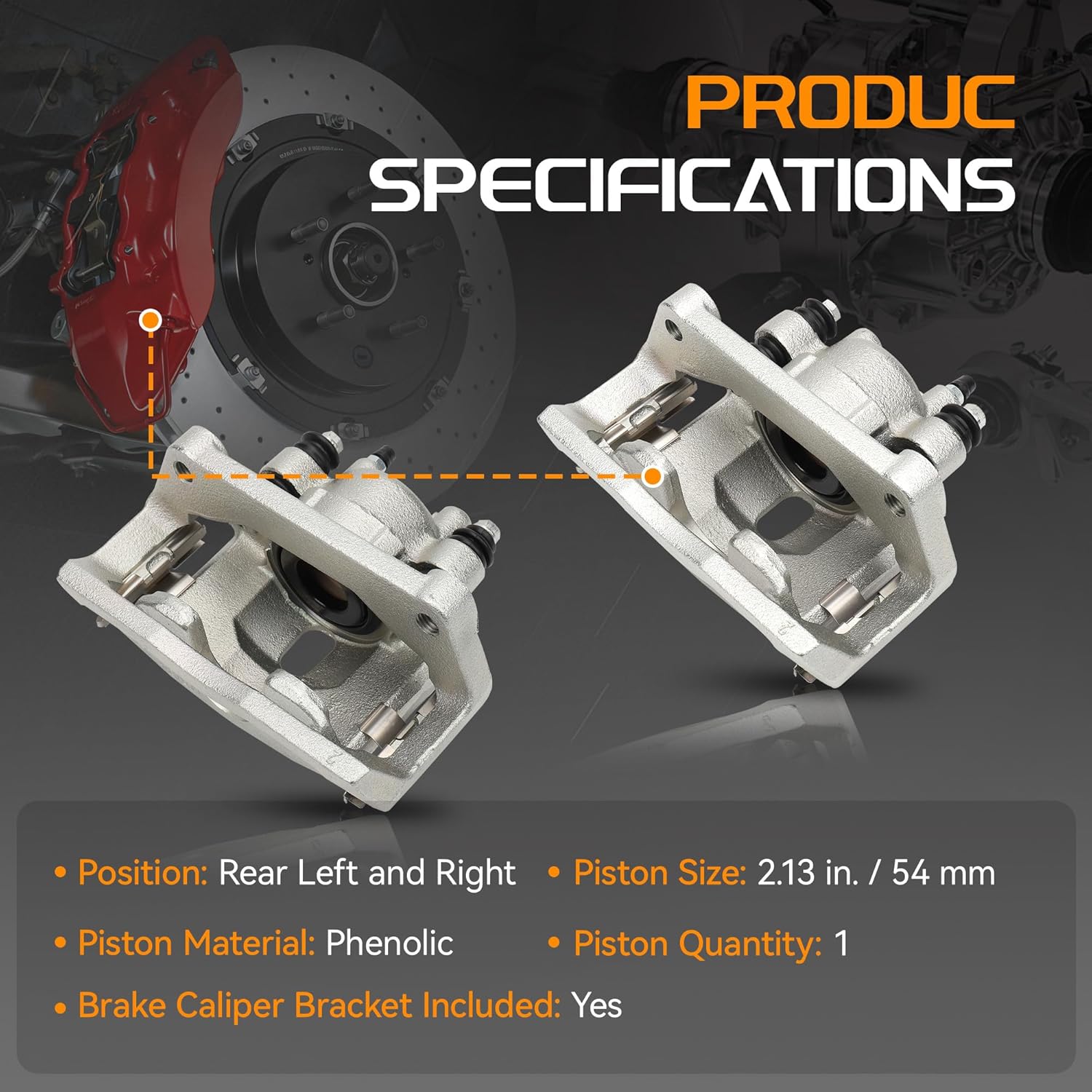 Rear Left + Right Disc Brake Calipers W/Bracket 18B4836+18B4837 For Chrysler For Aspen 2007-2009,For Dodge For Durango 2004-2009,For Dodge For Ram 1500 2002-2010,For Ram For 1500 2011-2018