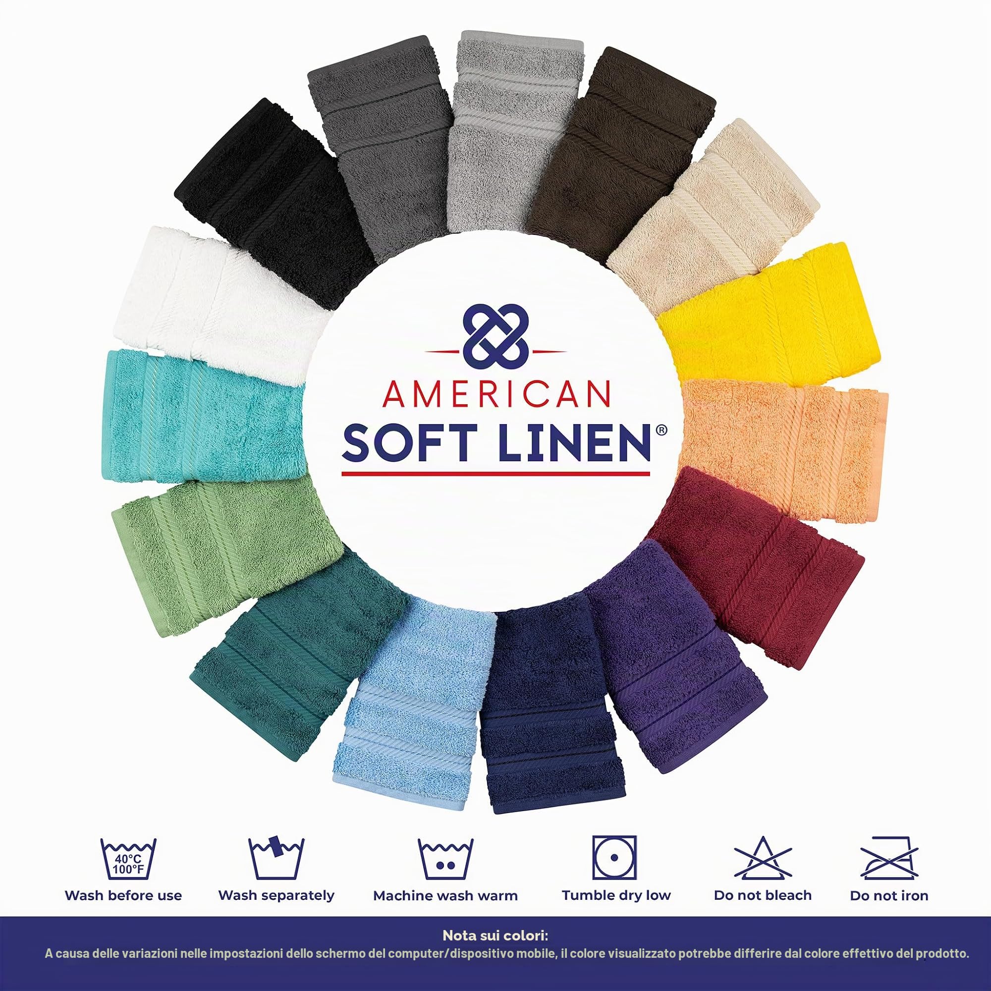 American Soft Linen Set di asciugamani di lusso, 6 pezzi, 2 asciugamani da bagno, 2 asciugamani per le mani, 2 salviette, asciugamani turchi in 100% cotone, set di asciugamani marroni