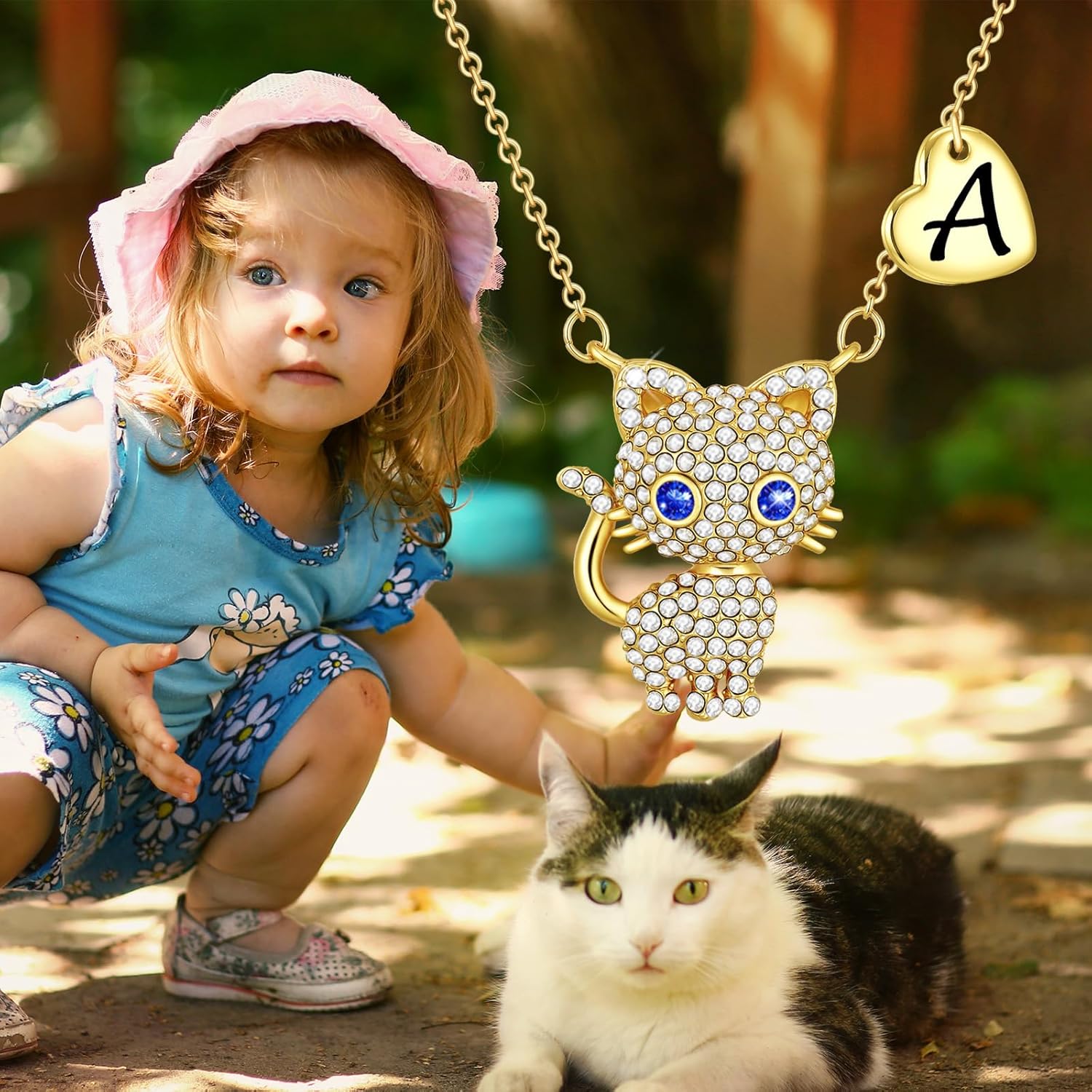 Valentines Day Gifts for Kids Teen Girls - Birthday Gifts for Girls Cat Necklaces for Girls Initial Necklace Heart Letter A-Z Cute Birthday Gifts for Women Daughter Granddaughter Niece 16+2 Inches - Image 3