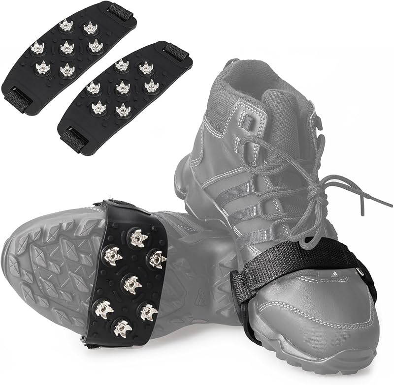 FANBX F Tacos de tracción para Crampones, empuñaduras de tracción Antideslizantes, Clavos para Crampones, Tacos de 7 Puntos para Calzado para Caminar, Trotar, Senderismo, montañismo, empuñaduras para Nieve y Hielo