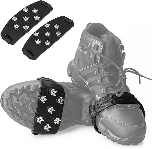 Crampon Traction Cleats Anti-Skid Traction Grips Crampons Spikes 7 Point Cleats for Footwear for Walking, Jogging, Hiking, Mountaineering Ice Snow Grips