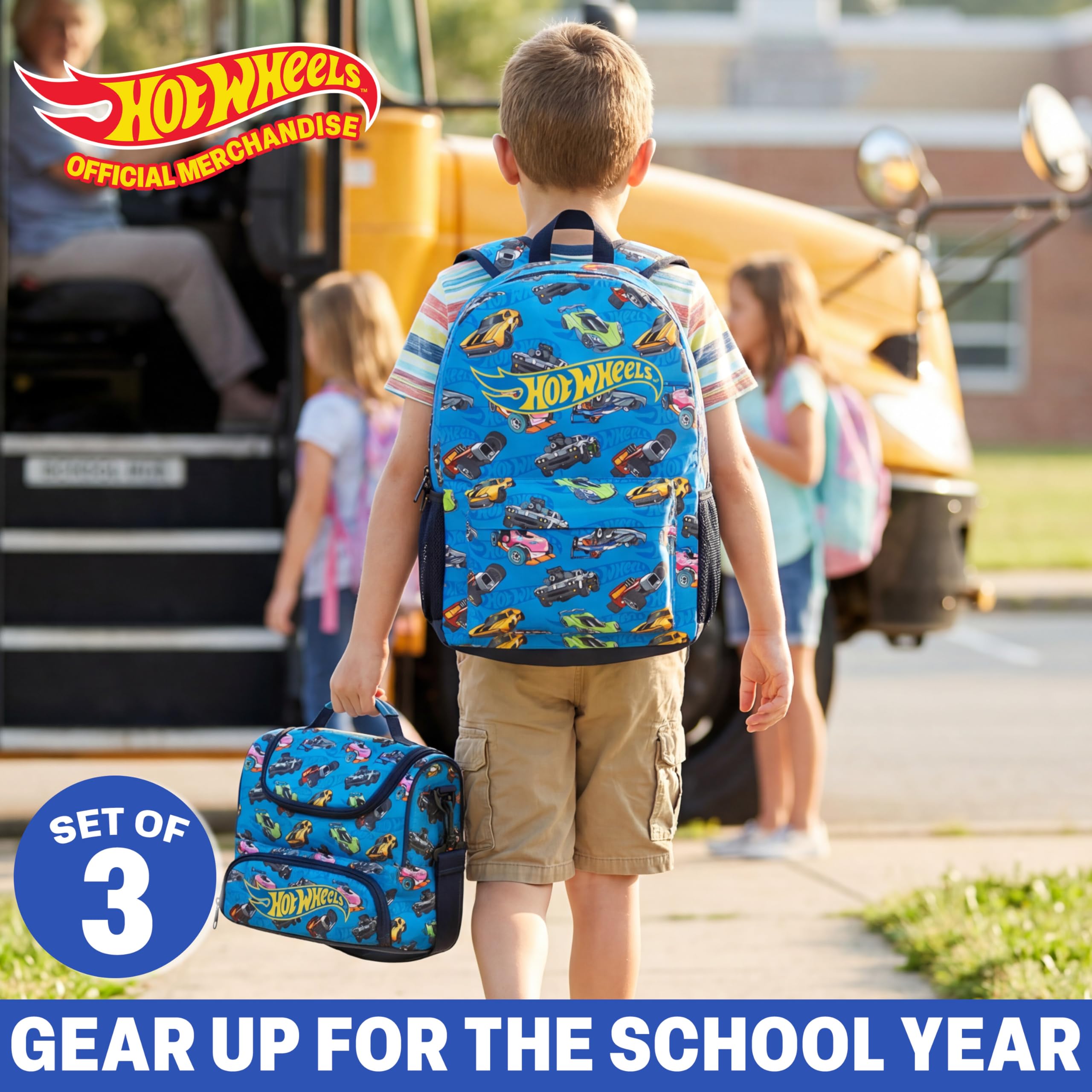 Get Trend Hot Wheels Sac a Dos Enfant Garcon et Ados, Rembourré et Fermeture Eclair Cartable École ou Voyage, Cadeau Garcon (Bleu/Multi Hot Wheels)