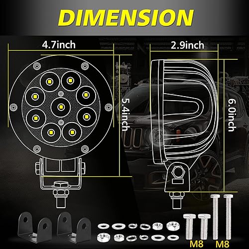 Miniatura 5 de AKD Part Cápsulas LED redondas + kit de arnés de cableado