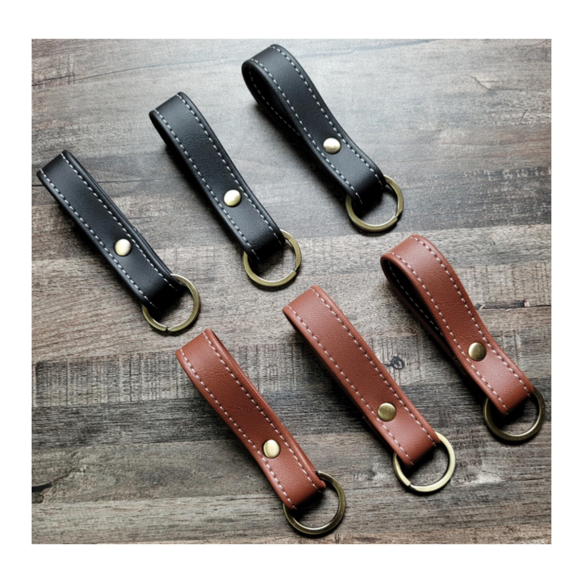 Leather Keychain for bike Car Home | Leather Key Ring Hook | Keychain Holder | Car & Bike Keychain | Heavy Duty Keychain for Men and Women Multi-color (PACK OF 6)-image-2