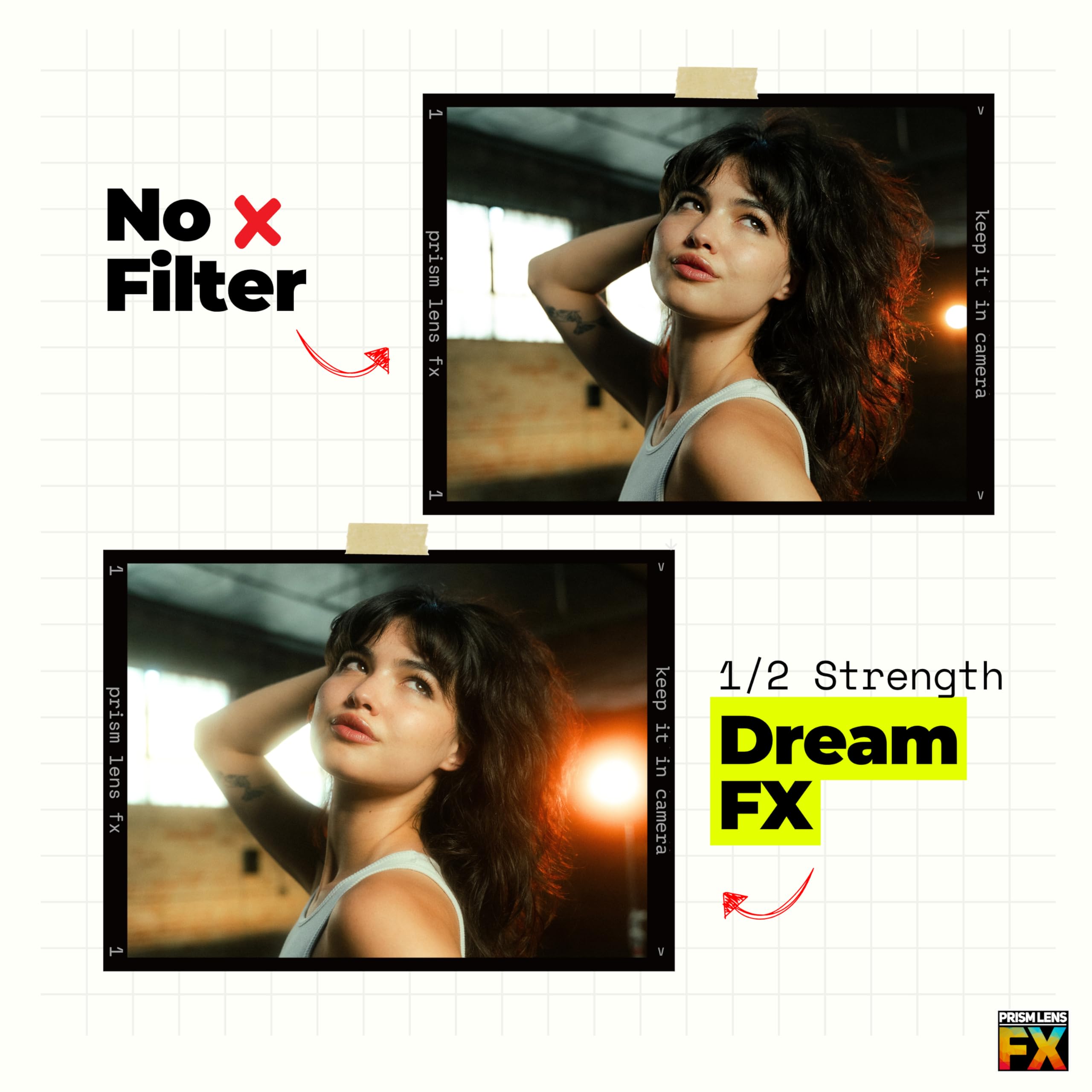 Prism Lens FX Filtro Dream FX | Filettatura circolare da 49 mm | Diffusione di forza 1/8 | Crea un effetto ammorbidente da sogno nella fotocamera! | Compatibile con DSLR e Mirrorless | Con sede negli