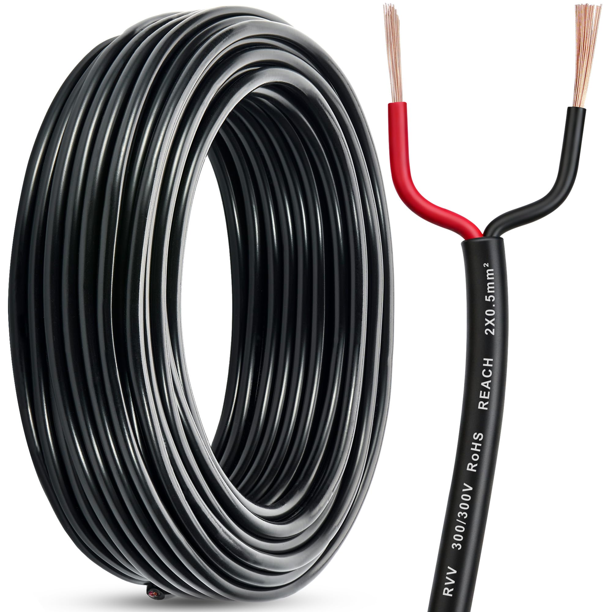 Cavo Flessibile 2 Fili per Rimorchio 0,5mm², 15M Cablaggio Cavi Rimorchio 2 Conduttori 12V/24V per Caravan Camper Camion Illuminazione & LED Decoration, Approvato Reach RoHs