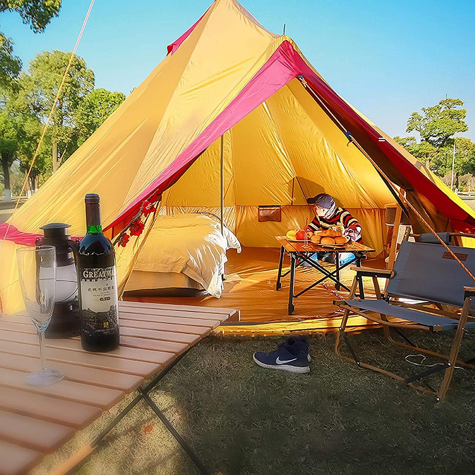 Namiot przenośny Namiot płócienny z otworem na piec Namioty z płótna bawełnianego Namiot jurtowy dla Campi4-sezonowy wodoodporny namiot dla rodziny Campioutdoor Glamping, Tipi