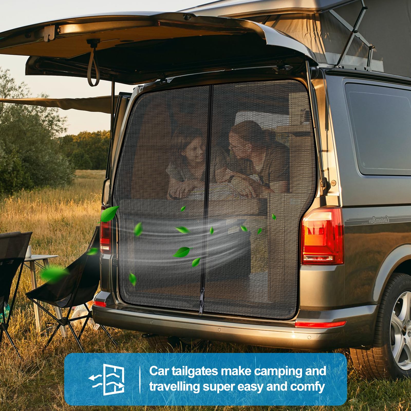 ZATOOTO Moskitiera do VW T5 T6 klapa tylna, moskitiera magnetyczna, ochrona przed komarami, zamek błyskawiczny do VW Bus Camping