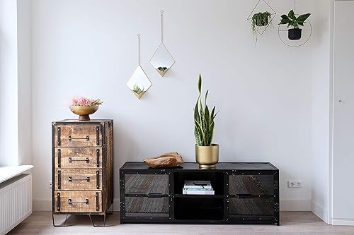 Miniatura 7 de Juego de 2 espejos de pared bohemios, espejo dorado bohemio chic con soporte para plantas de aire, moderno colgador de macetas, acento dorado