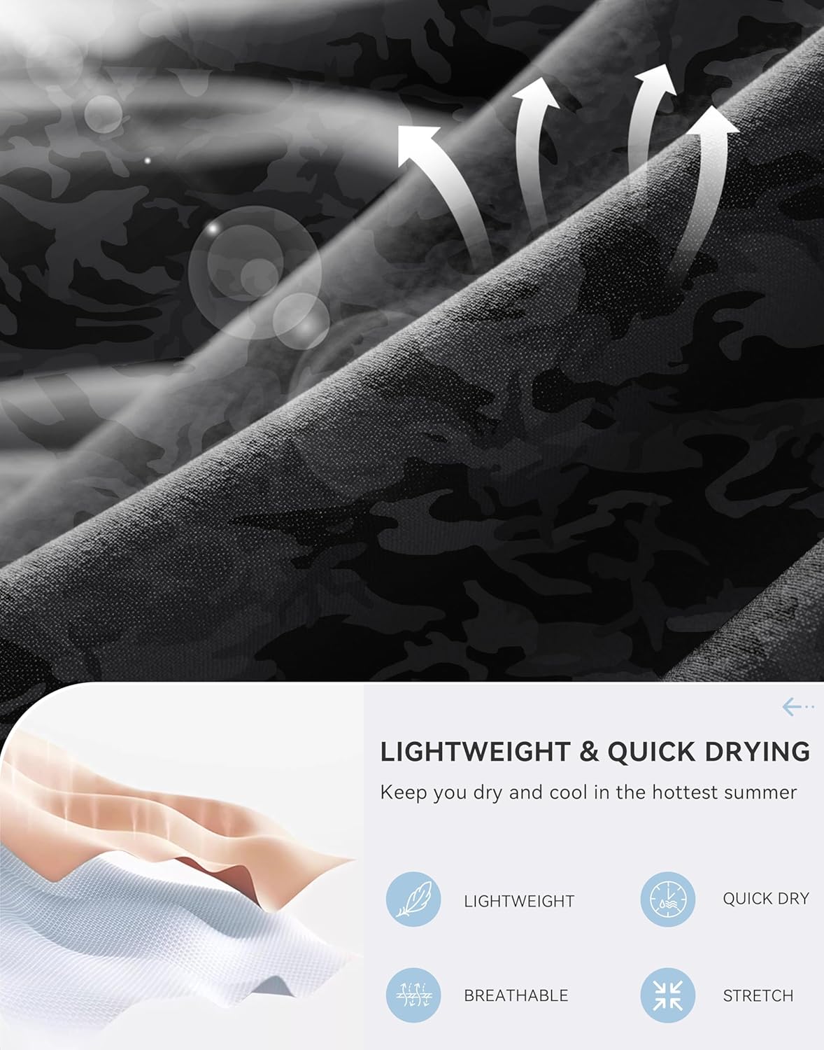 Pudolla Men's Hiking Cargo Shorts 9" Lightweight Stretch Travel Work Shorts for Men Outdoor Casual with 5 Pockets - Image 6