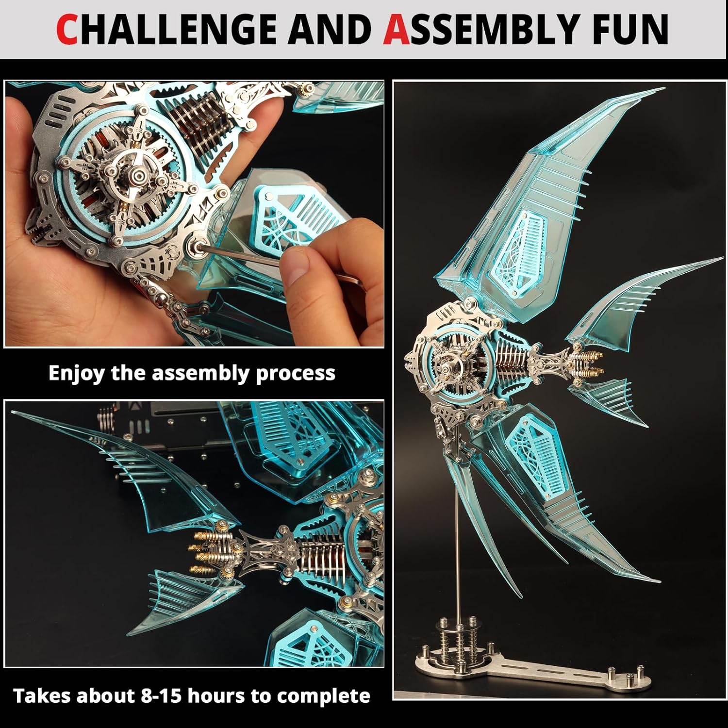 3D Metal Puzzles for Adults, Metal 3D Puzzle DIY Colorful 3D Metal Puzzle 529 Pieces Mechanical Building Kit,3D Metal Model Kits to Build for Birthday Christmas