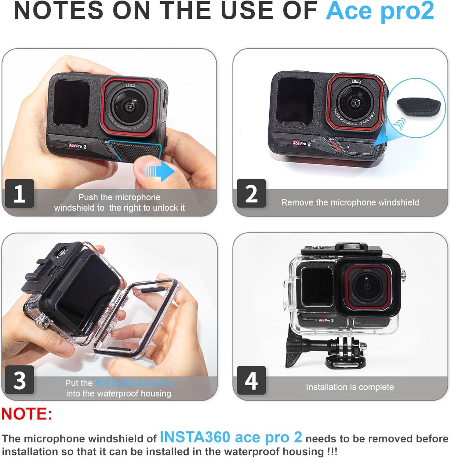 FitStill Diving Kit for Insta 360 ace pro 2/ace pro, 50M/164FT Waterproof Housing + Buoyancy Handle, for Underwater Photography ace pro 2 Accessories