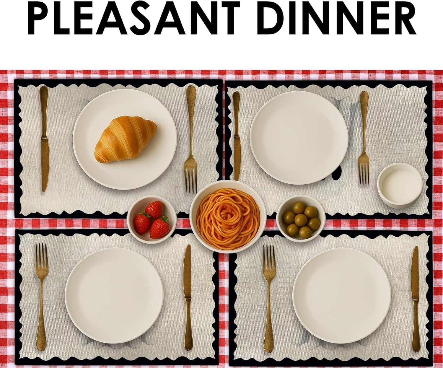 Halloween Ghost Placemats, 4Pcs Black&White Washable Heat Resistant 12×18 Inch Table Mats Cute Place Mats for Party Outdoor Decoration Kitchen Dining Décor
