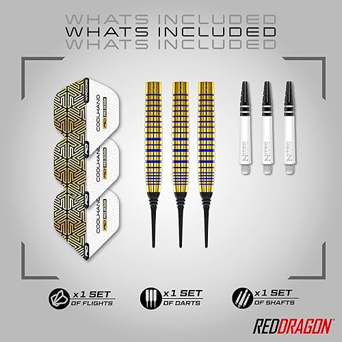 Miniatura 8 de RED DRAGON Luke Humphries TX Softip Series - Juego de dardos de tungsteno prémium con vuelos y tallos