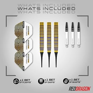 RED DRAGON Luke Humphries TX Softip Series Premium Tungsten Darts Set with Flights and Stems