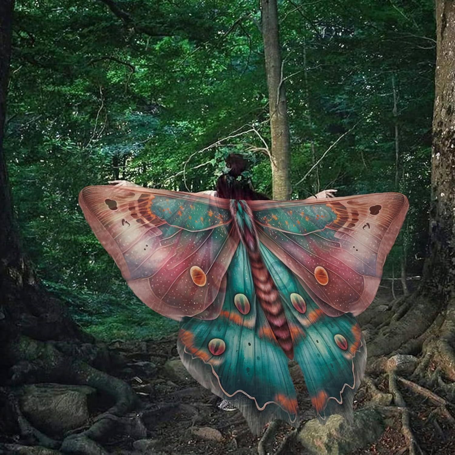 Halloween Moth Butterfly Wings Costumes for Women - Adult Moth Butterfly Wings Cape Shawl for Halloween Costume - Image 5