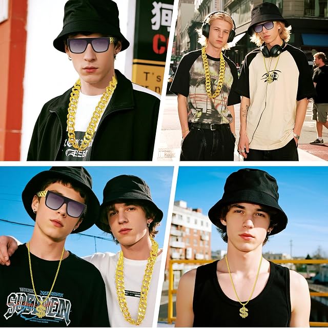 Foto 7 de 7 de 7pcs Disfraces Hip Hop Kit, Disfraz Rapero