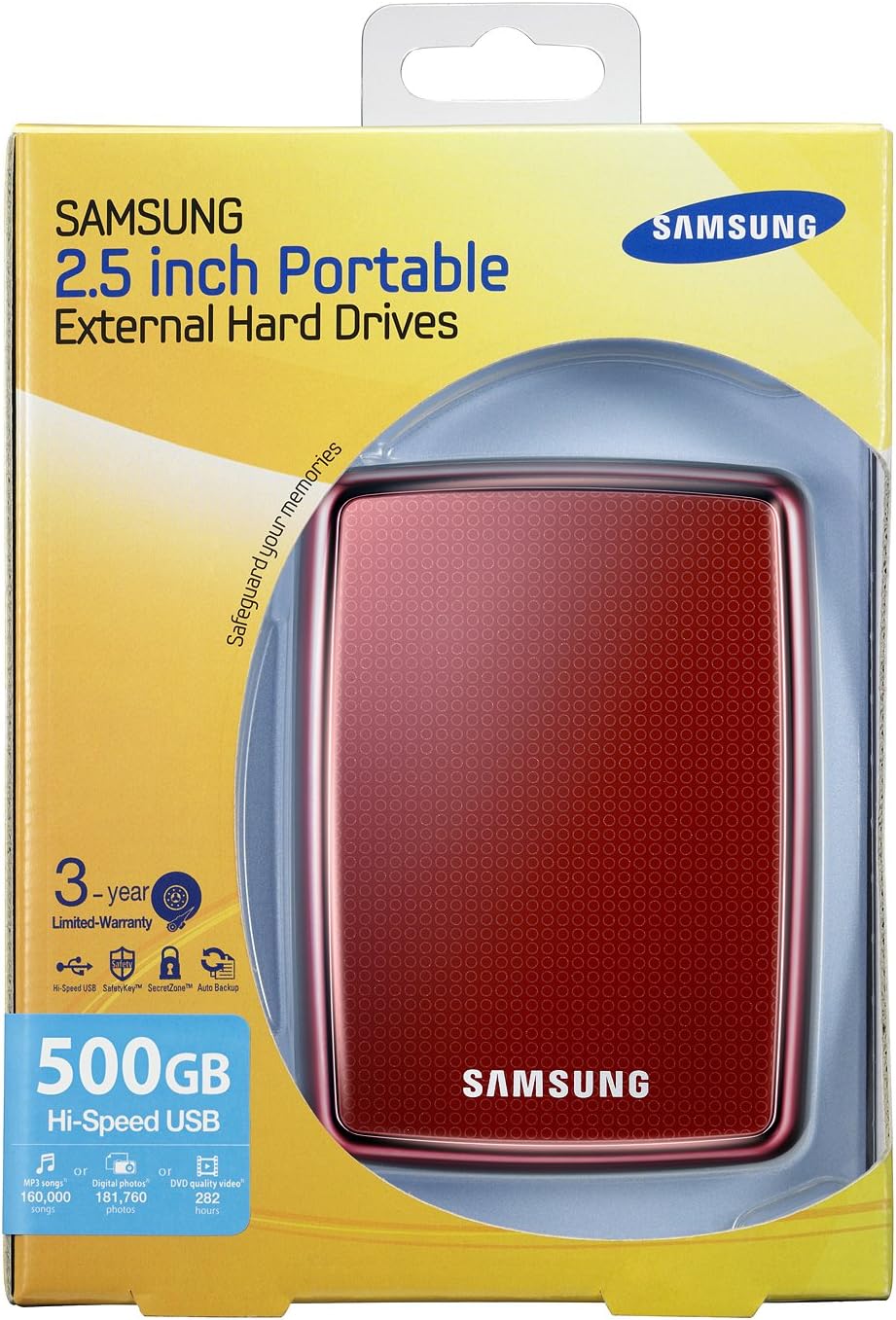 SAMSUNG S2 500 GB USB 2.0 Portable External Hard Drive HXMU050DA/G42 (Wine Red)