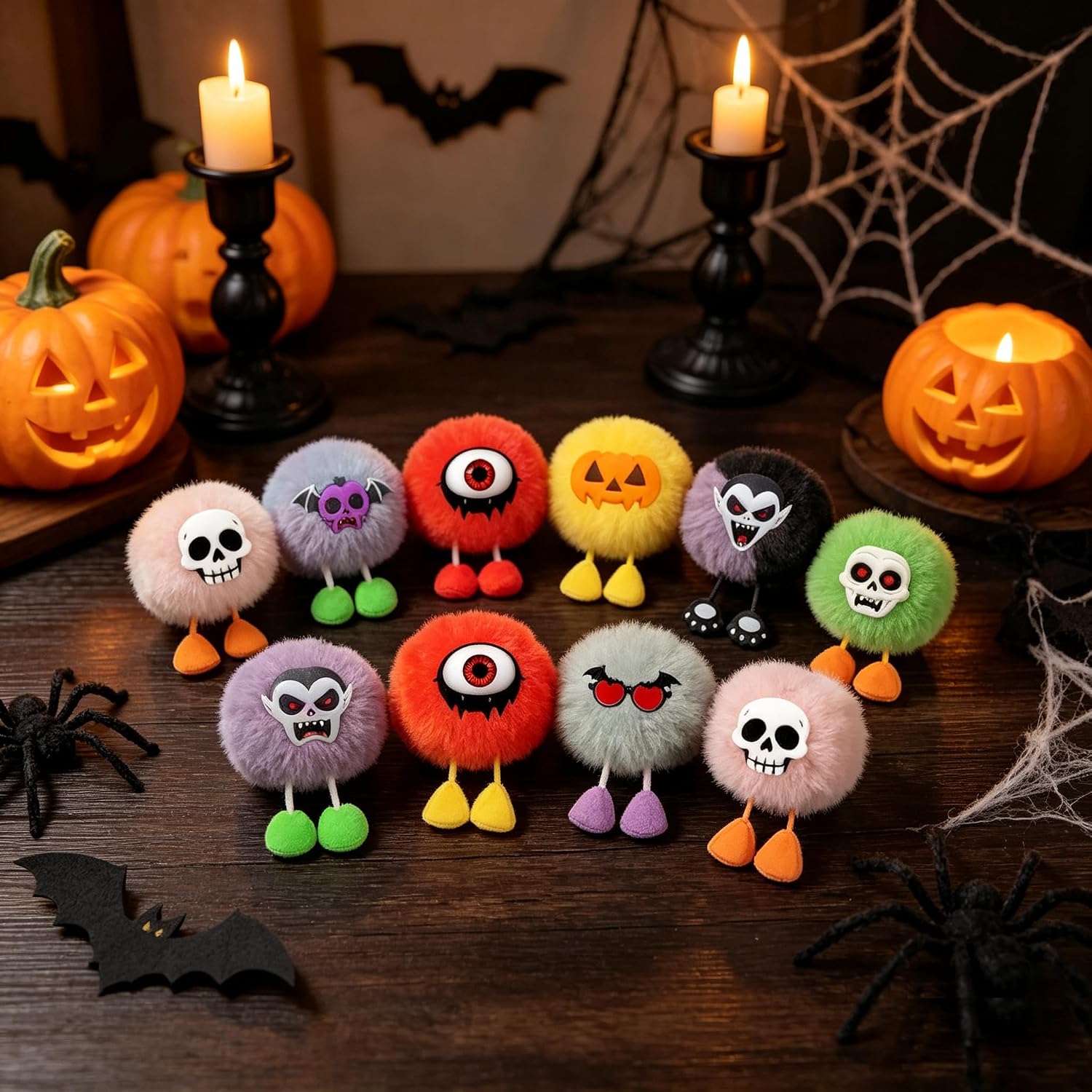 Holydeck 24 Pcs Halloween Plush Keychains Decoration Bulk for Kids Girls Boys Halloween Party Favors Novelty Classroom Prizes Gift Exchange Goodie Bags(Halloween2)